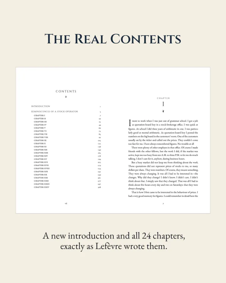The real contents page and the opening of Chapter I